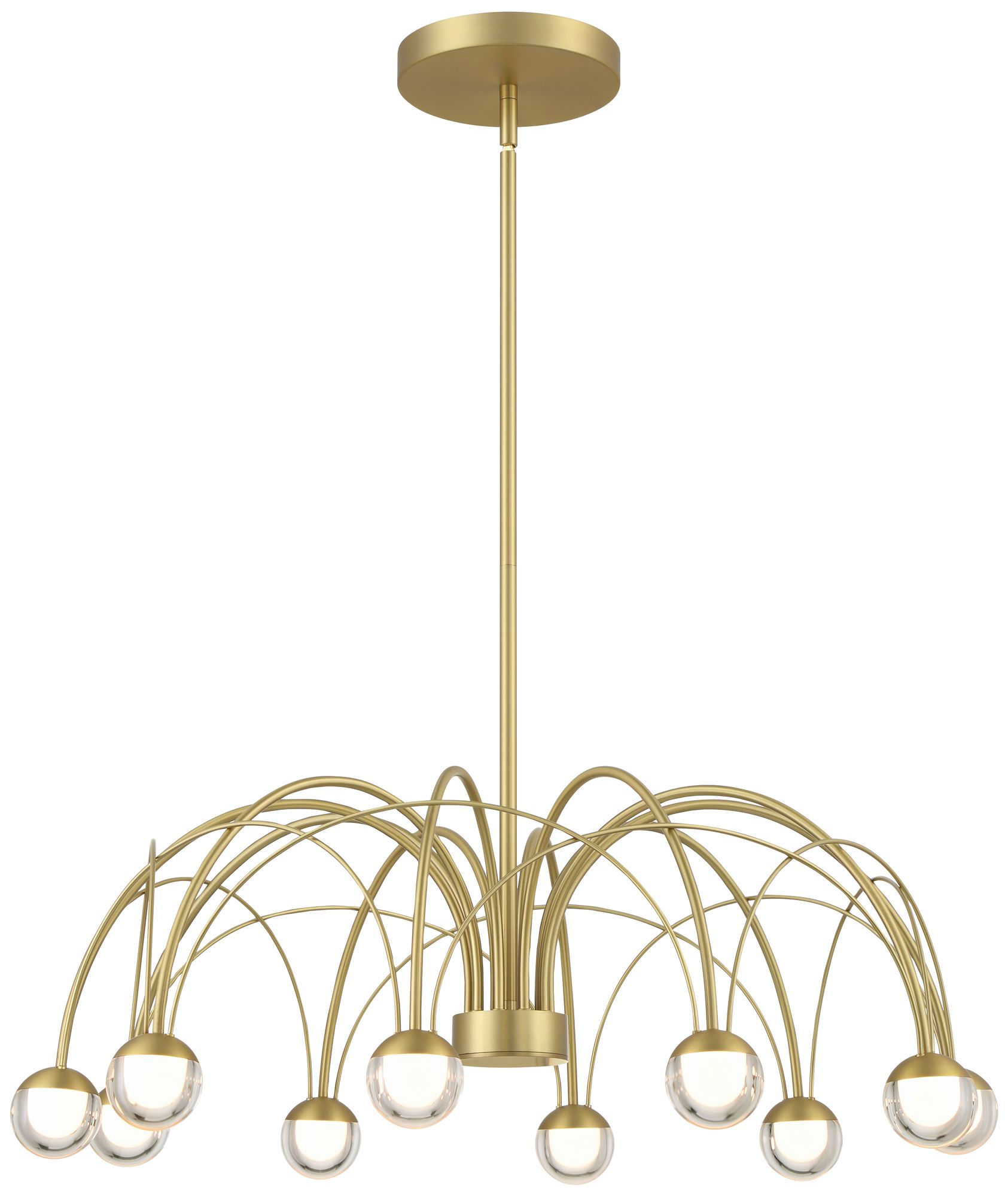 Watch A Video About the Showers 26 Wide Brushed Gold 10 Light LED Umbrella Pendant
