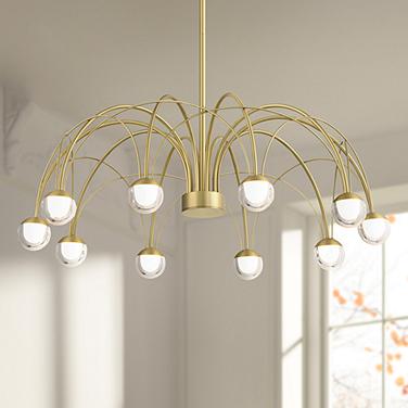 Possini Euro Showers 26"W Brushed Gold 10-Light LED Umbrella Pendant