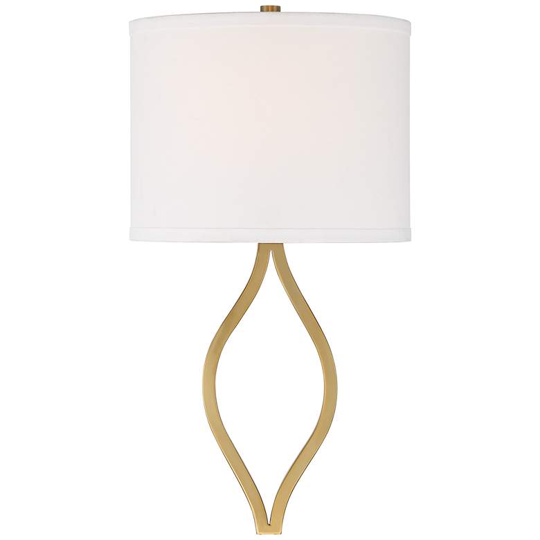Image 3 Possini Euro Sian 19 1/2" High Antique Brass Half-Shade Wall Sconce