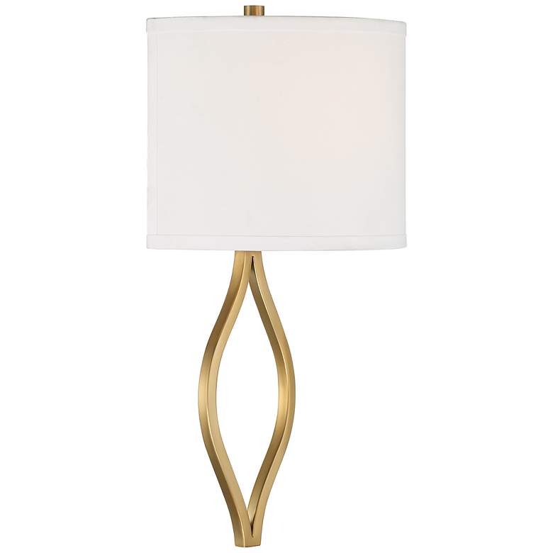 Image 5 Possini Euro Sian 19 1/2" High Antique Brass Half-Shade Wall Sconce more views