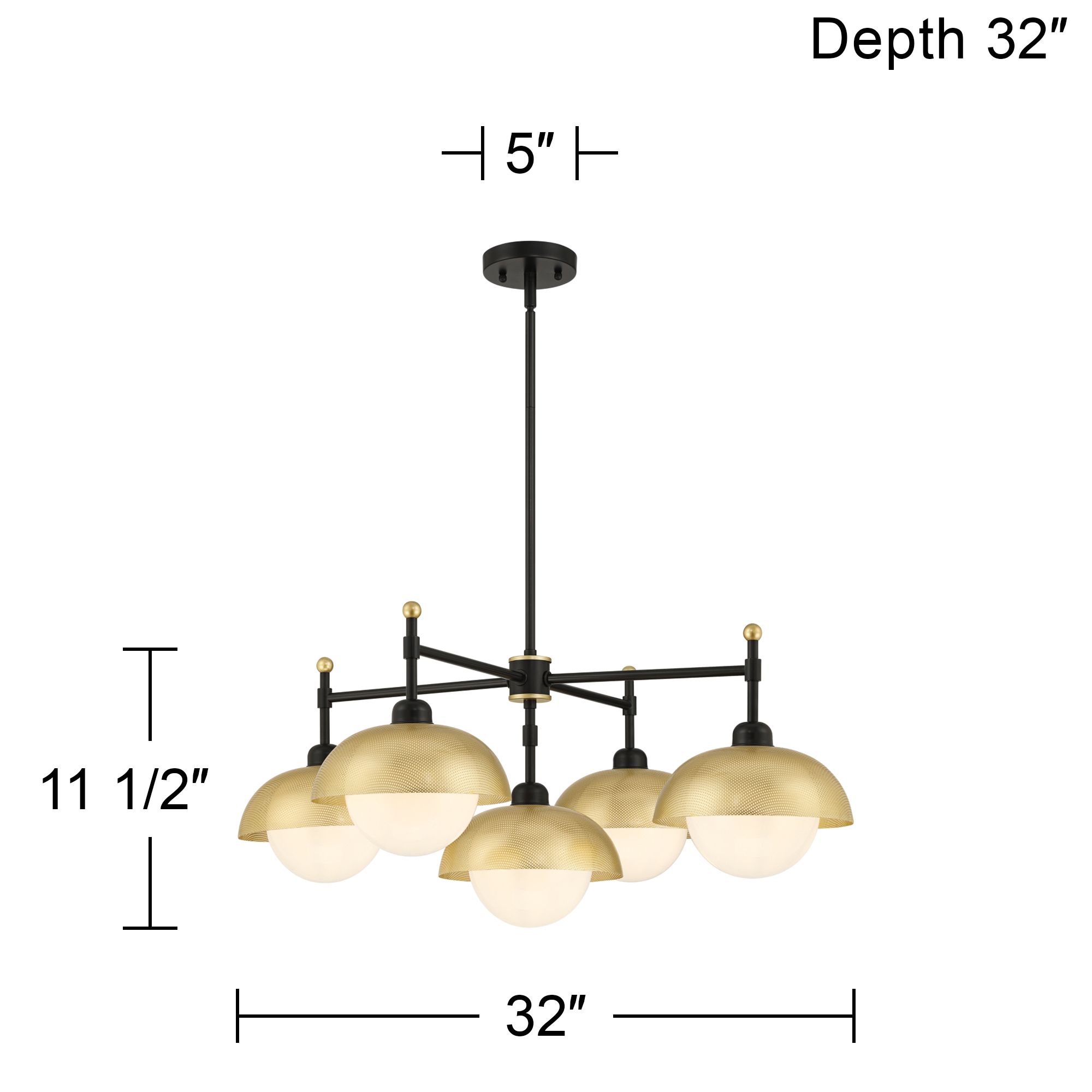 Possini Euro Siegel 42" Wide Black and Gold 5-Light Chandelier