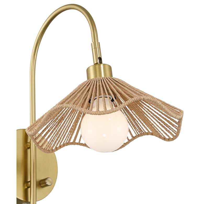 Image 4 Possini Euro Silema 17 1/4" High Brass and Sea Grass Plug-In Wall Lamp more views
