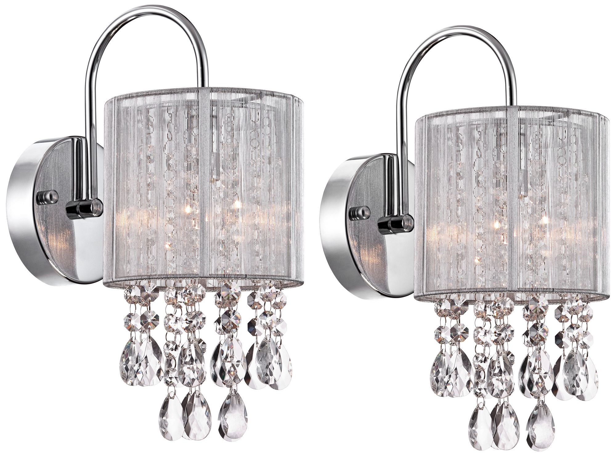Possini Euro Silver Line 12"H Chrome and Crystal Sconce Set of 2