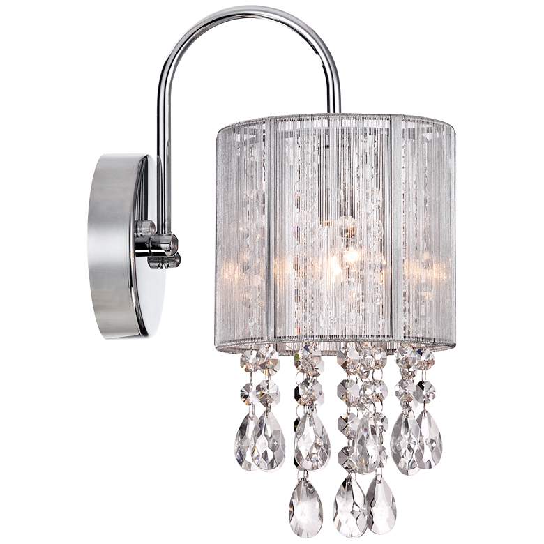 Image 5 Possini Euro Silver Line 12 inchH Chrome and Crystal Sconce Set of 2 more views