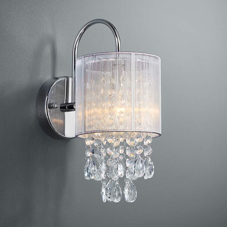 Image 2 Possini Euro Silver Line 12 inchH Chrome and Crystal Sconce