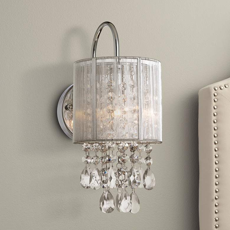 Image 1 Possini Euro Silver Line 12 inchH Crystal LED Sconce