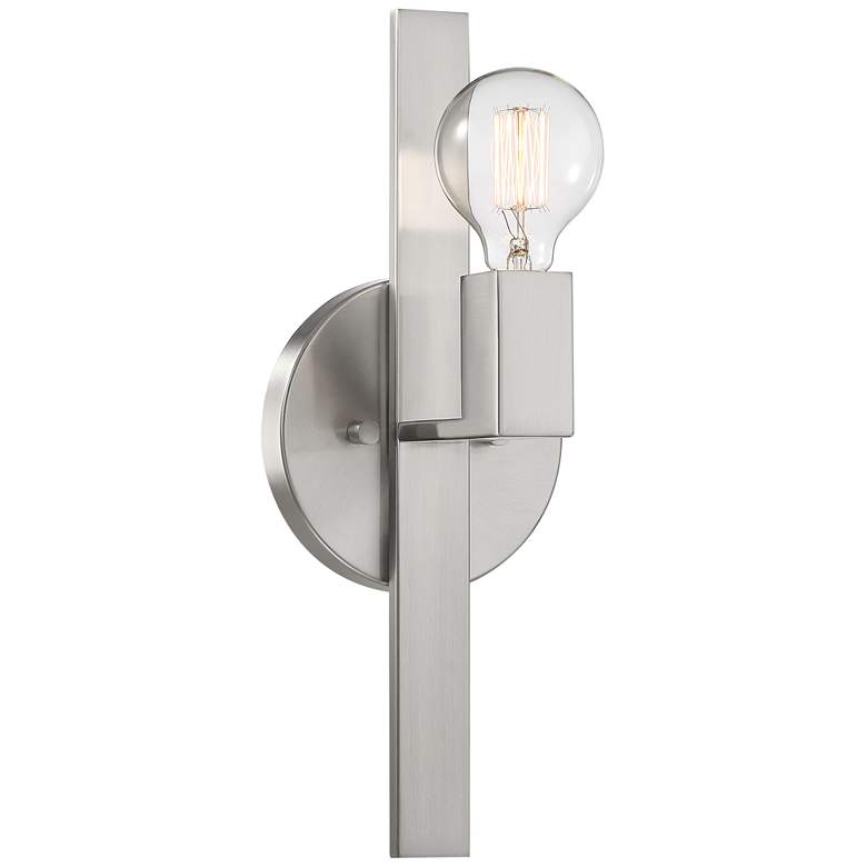 Image 2 Possini Euro Silvia 16 inch High Brushed Nickel Wall  Sconce