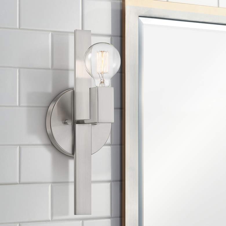 Image 1 Possini Euro Silvia 16" High Brushed Nickel Wall Sconce