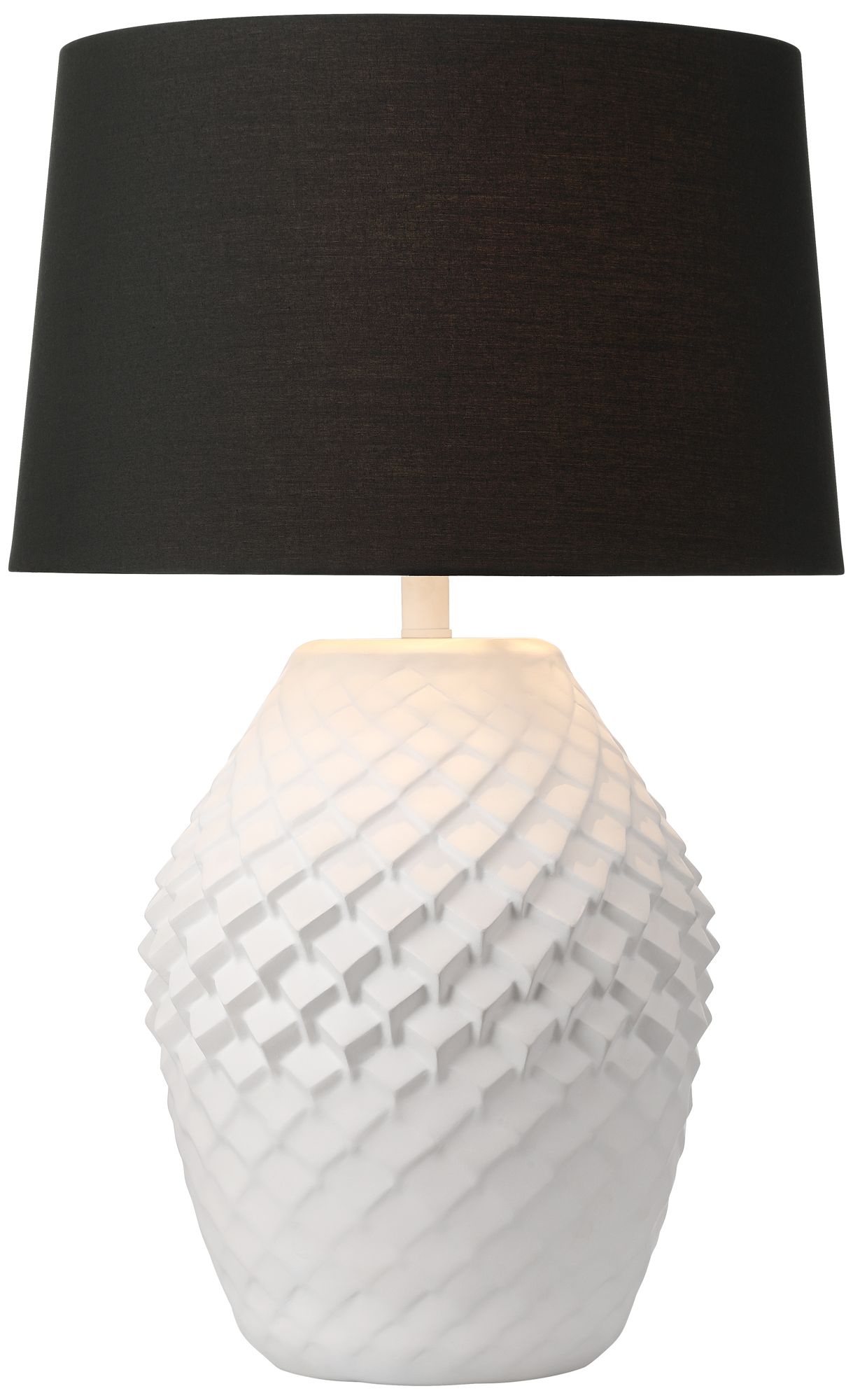 Image 2 Possini Euro Simon 27" Textured Geometric Pattern White Table Lamp
