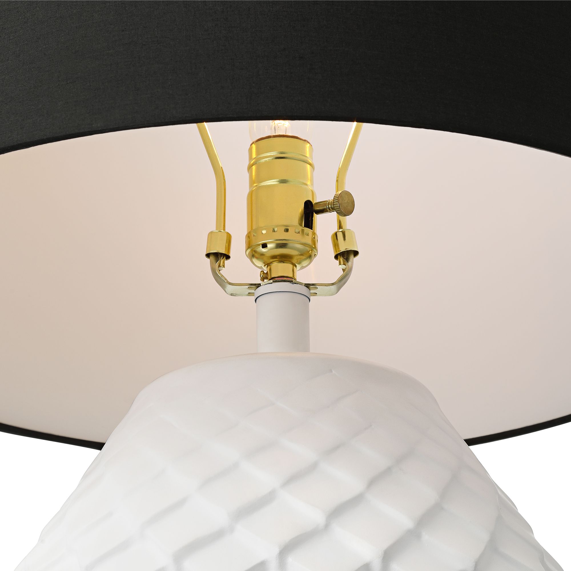 Image 4 Possini Euro Simon 27" Textured Geometric Pattern White Table Lamp more views