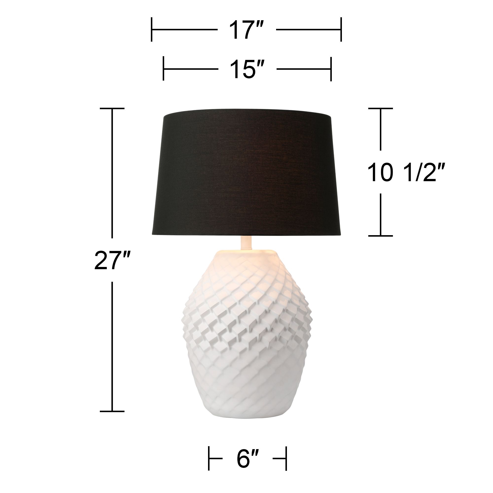 Possini Euro Simon 27" Textured Geometric Pattern White Table Lamp