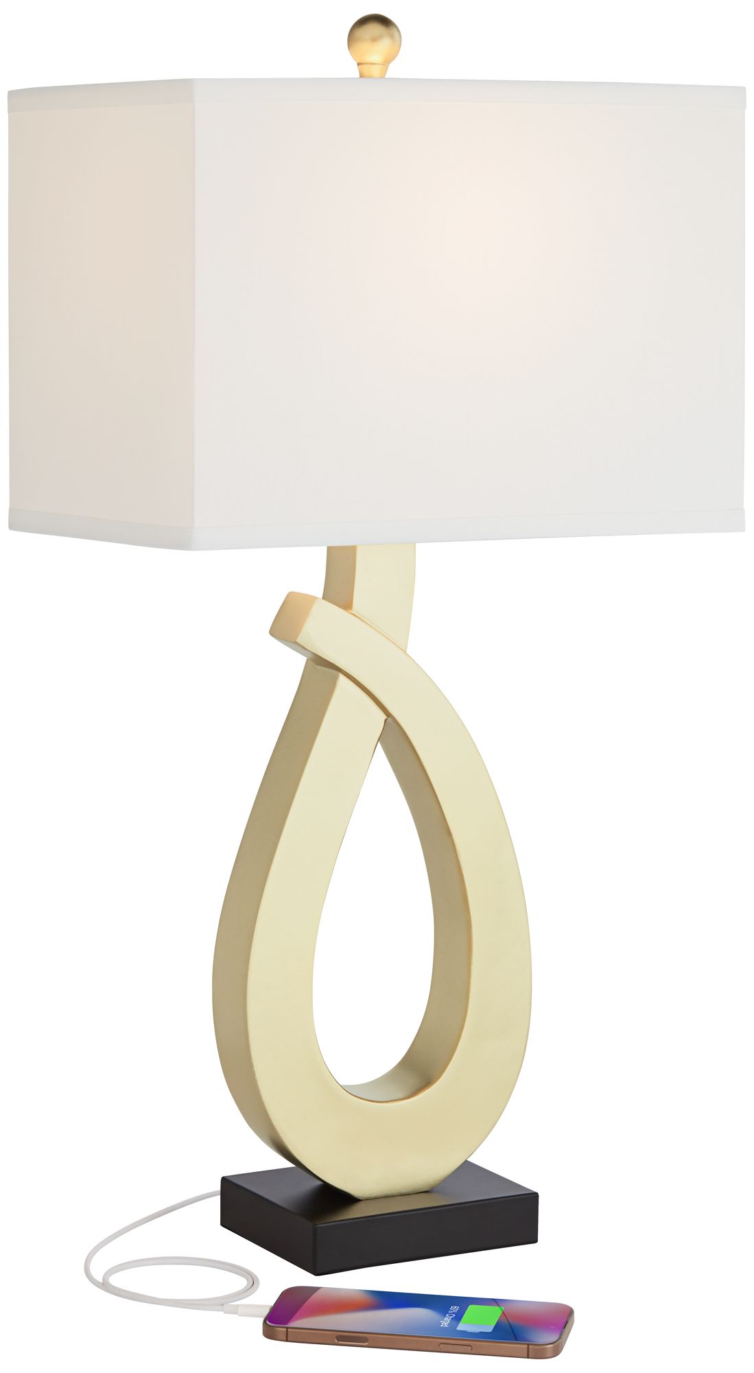 Image 3 Possini Euro Simone 28" Gold Loop Table Lamps Set of 2 with USB Ports more views