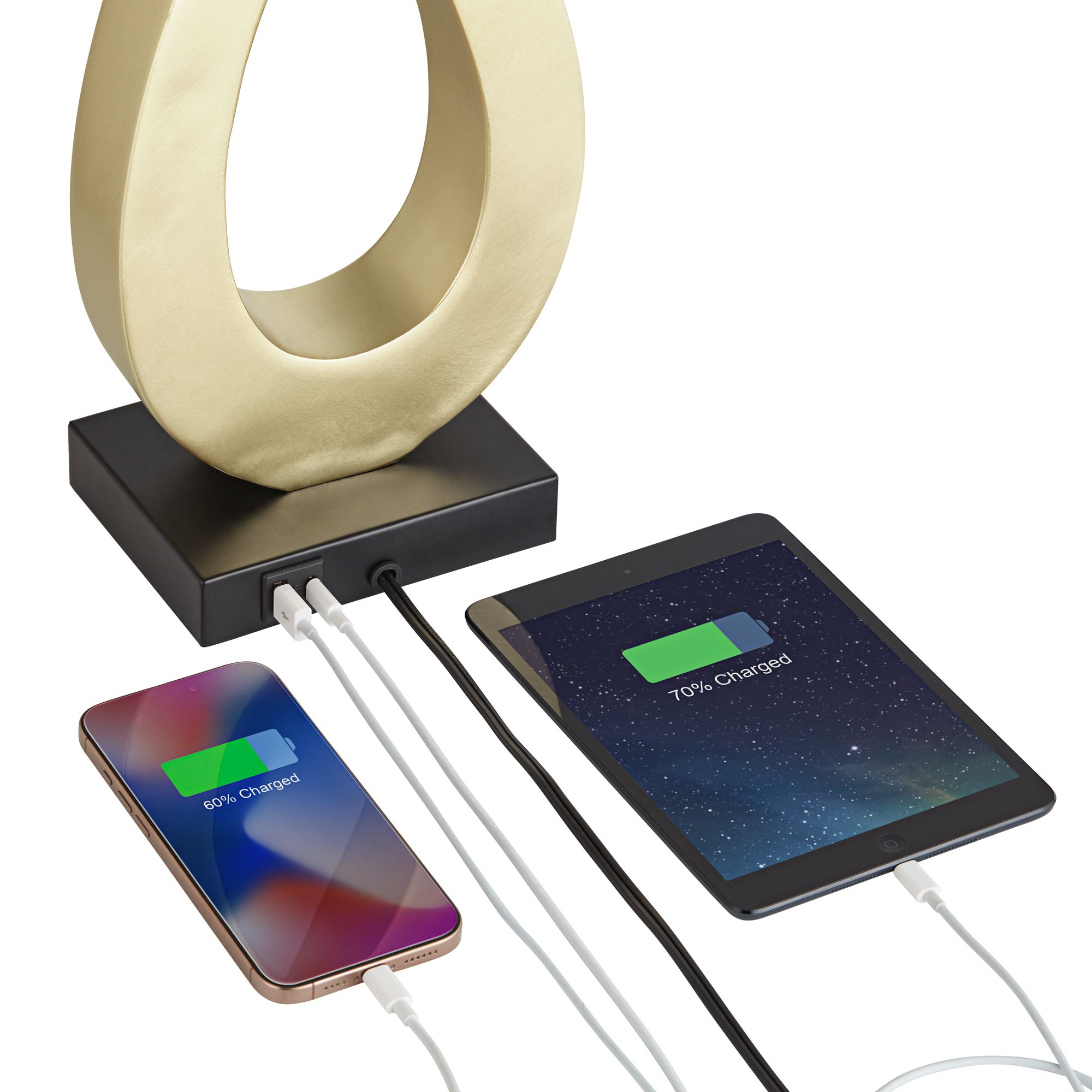 Image 5 Possini Euro Simone 28" Gold Loop Table Lamps Set of 2 with USB Ports more views