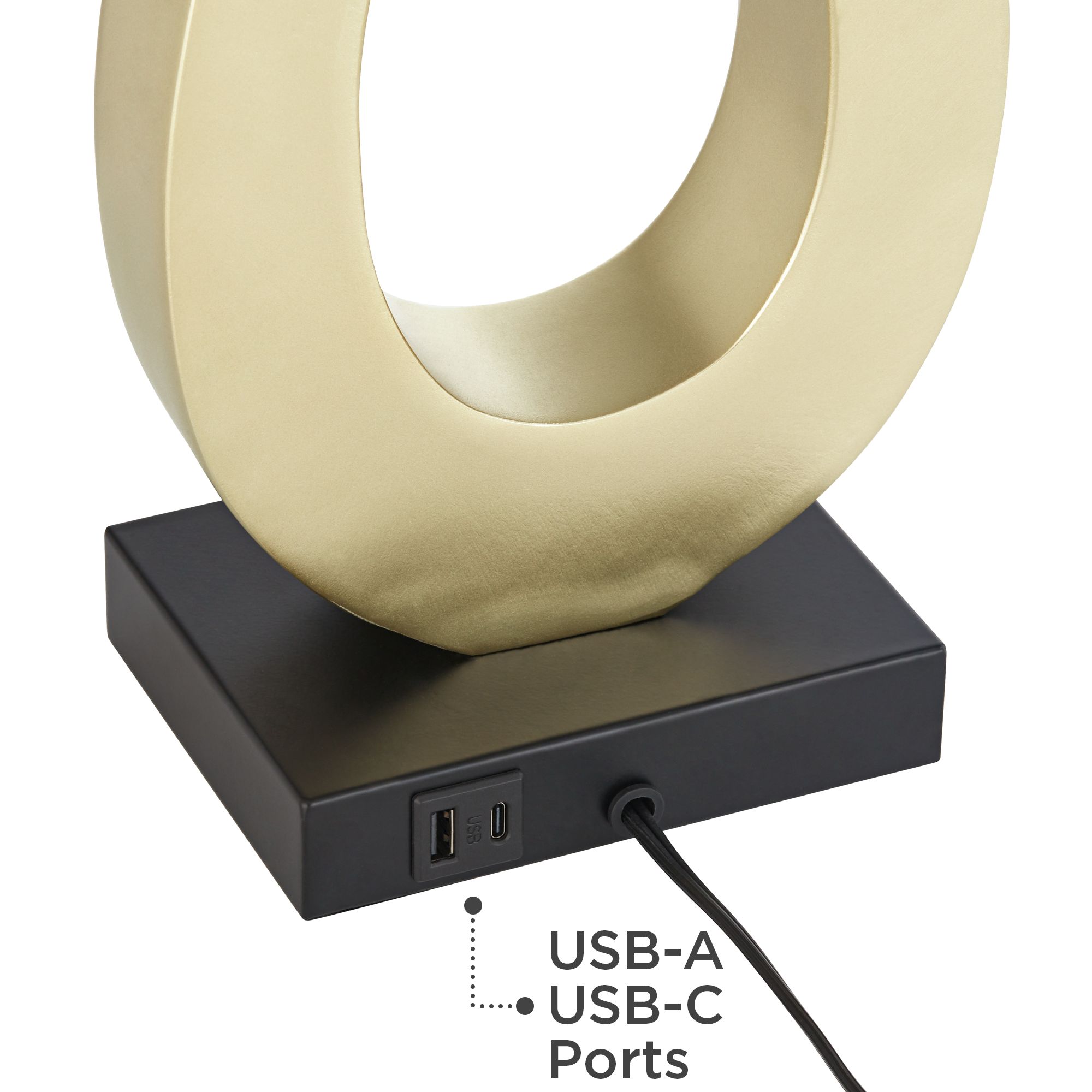 Image 6 Possini Euro Simone 28" Gold Loop Table Lamps Set of 2 with USB Ports more views