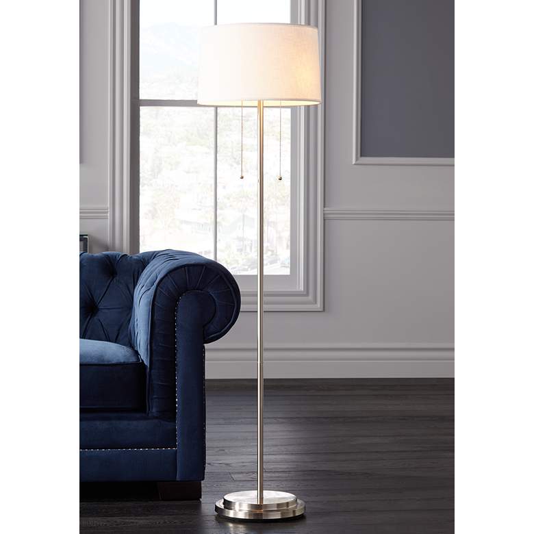 Image 1 Possini Euro Simplicity 59 inch Double Pull Chain Modern Floor Lamp