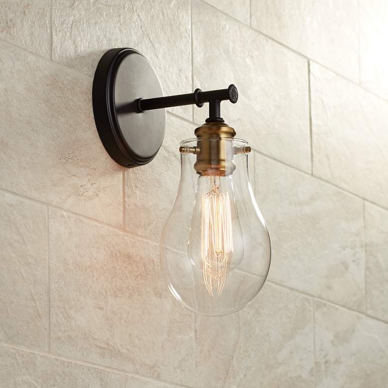 Image 1 Possini Euro Simran 11 1/2" High Bronze Wall Sconce