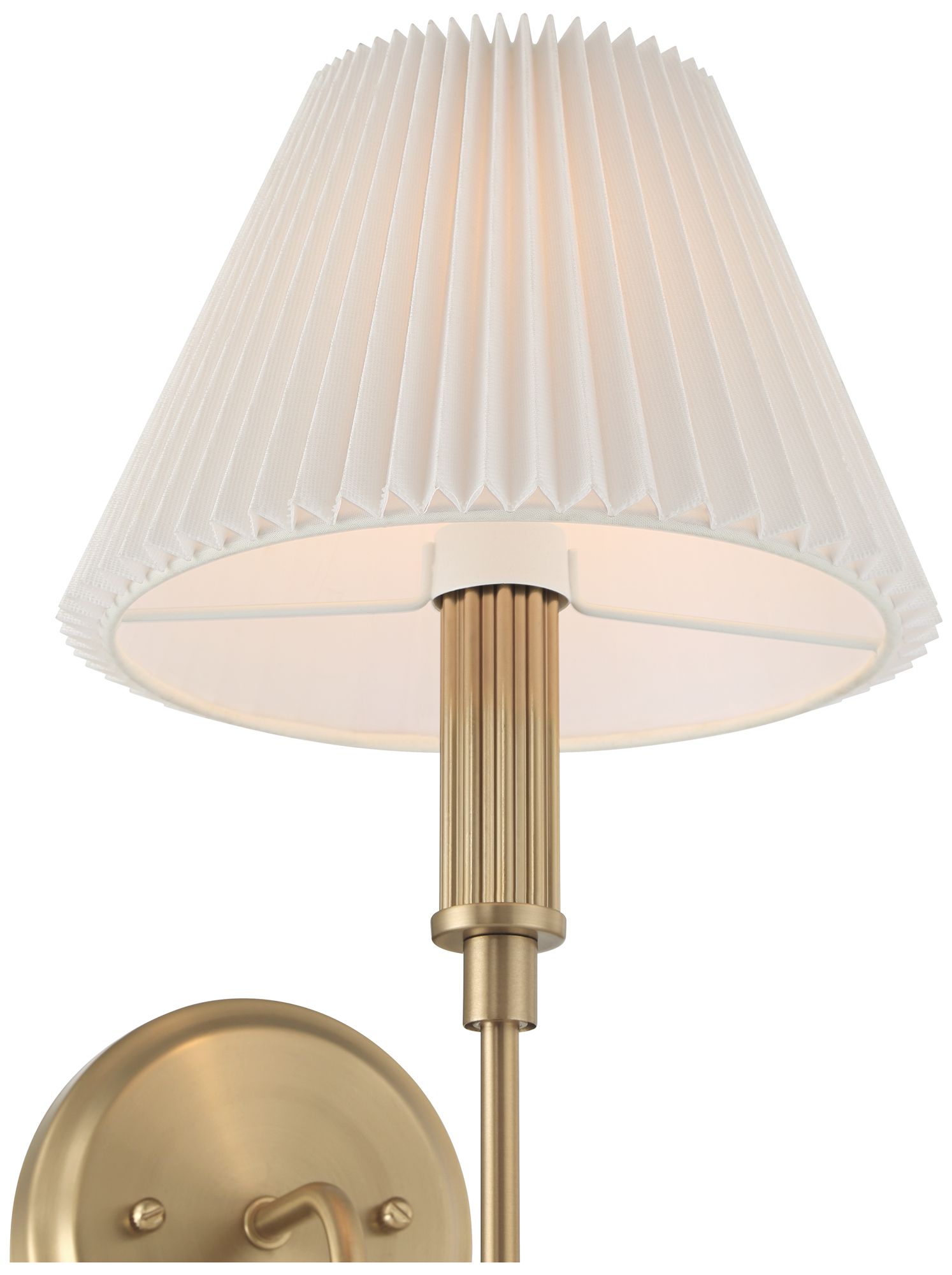 Image 3 Possini Euro Sinclair 16" High Satin Brass Fabric Shade Wall Sconce more views