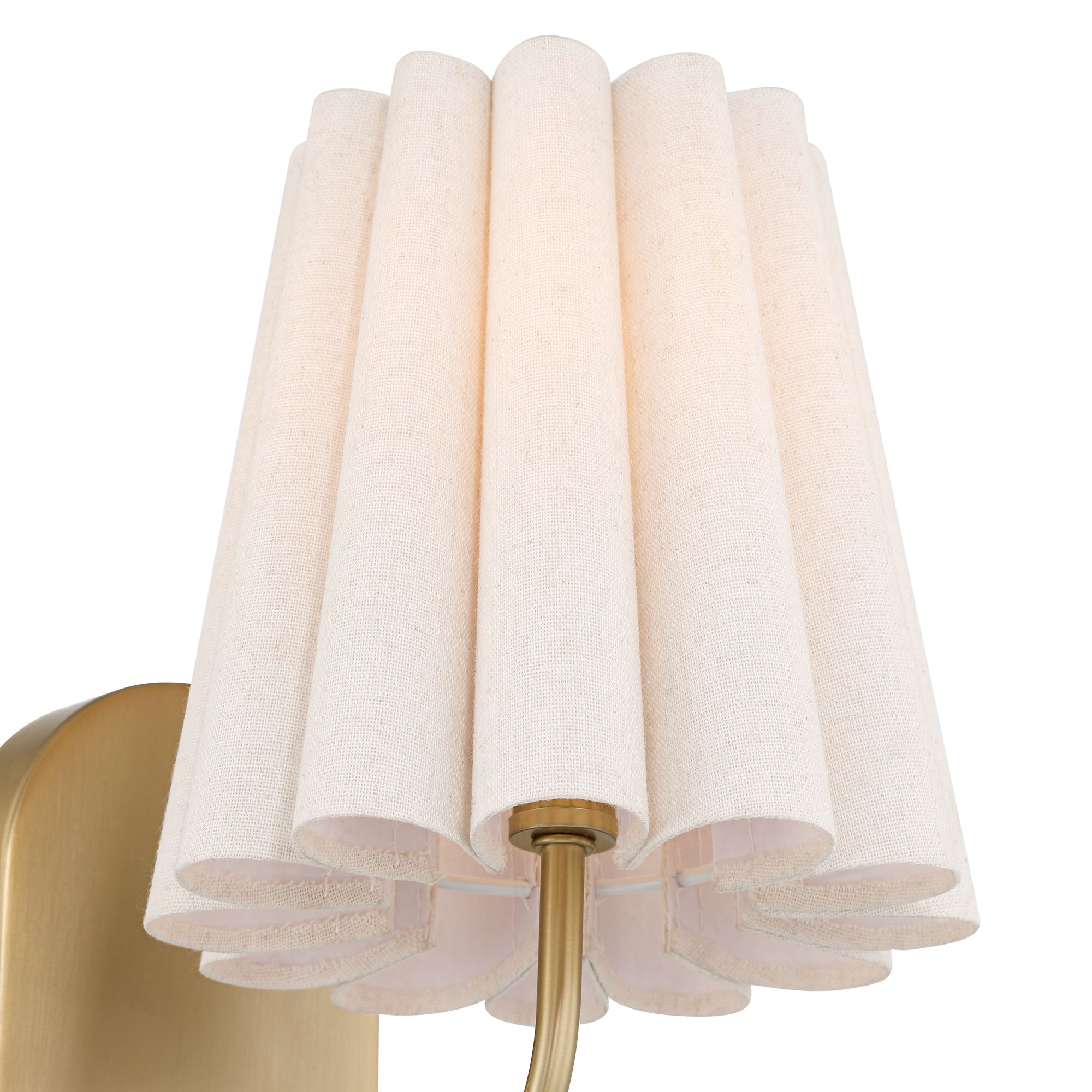 Image 3 Possini Euro Sintra 12 1/4" High Satin Brass Fabric Plug-In Wall Lamp more views