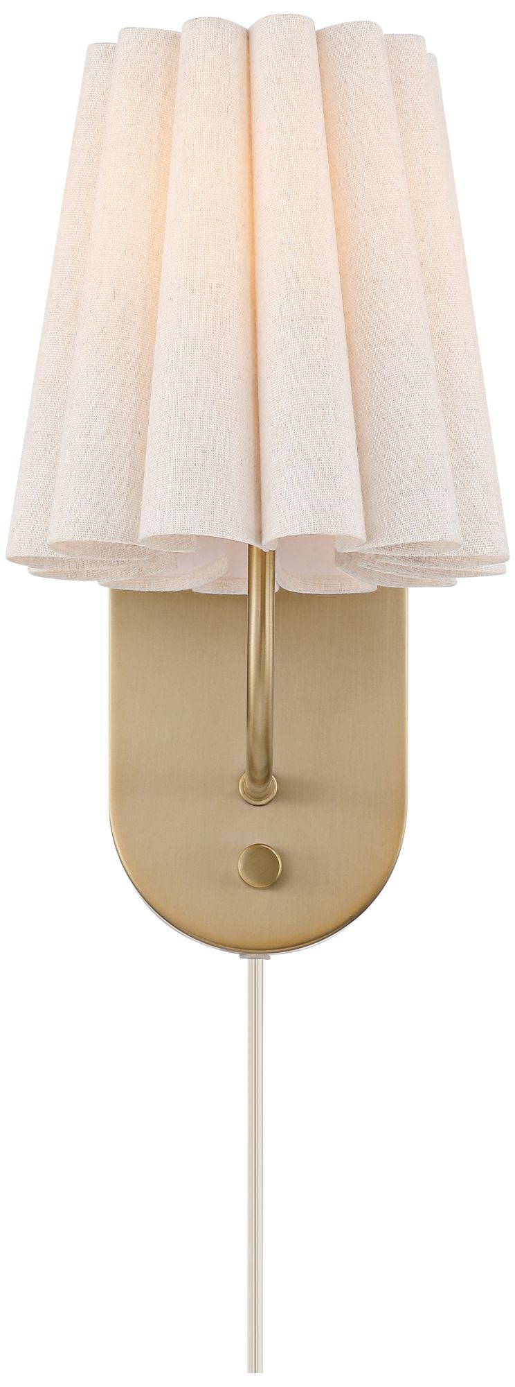 Image 5 Possini Euro Sintra 12 1/4" High Satin Brass Fabric Plug-In Wall Lamp more views
