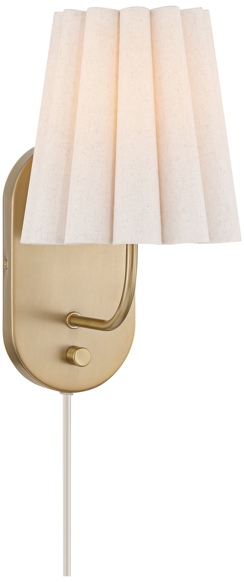 Image 6 Possini Euro Sintra 12 1/4" High Satin Brass Fabric Plug-In Wall Lamp more views