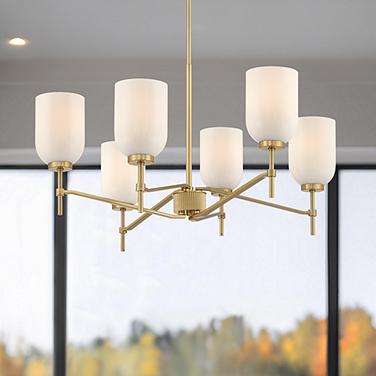 Possini Euro Skye 27 3/4" Wide Gold 6-Light Chandelier