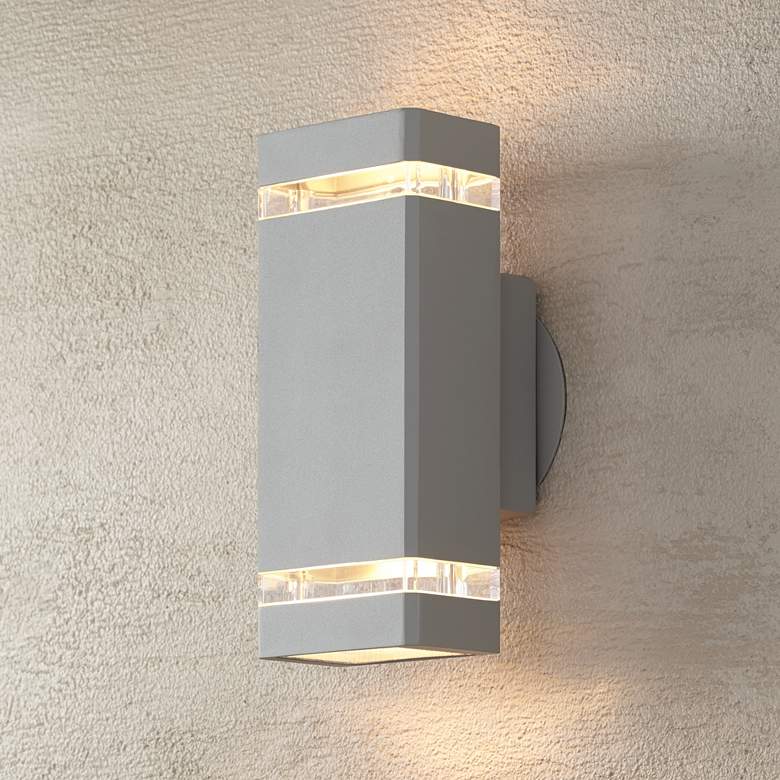 Image 5 Possini Euro Skyridge 10 1/2" High Silver Outdoor Wall Lights Set of 2 more views