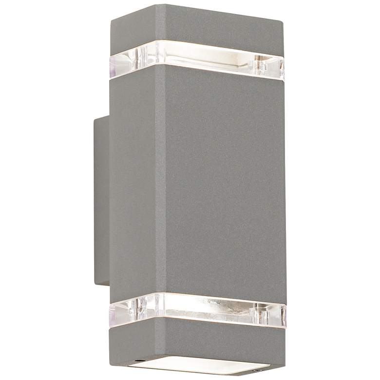 Image 3 Possini Euro Skyridge 10 1/2 inch High Silver Up-Down Outdoor Wall Light