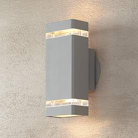 Image2 of Possini Euro Skyridge 10 1/2" High Silver Up-Down Outdoor Wall Light