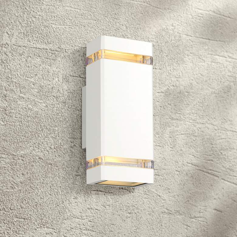 Image 1 Possini Euro Skyridge 10 1/2" High White Up-Down Outdoor Wall Light