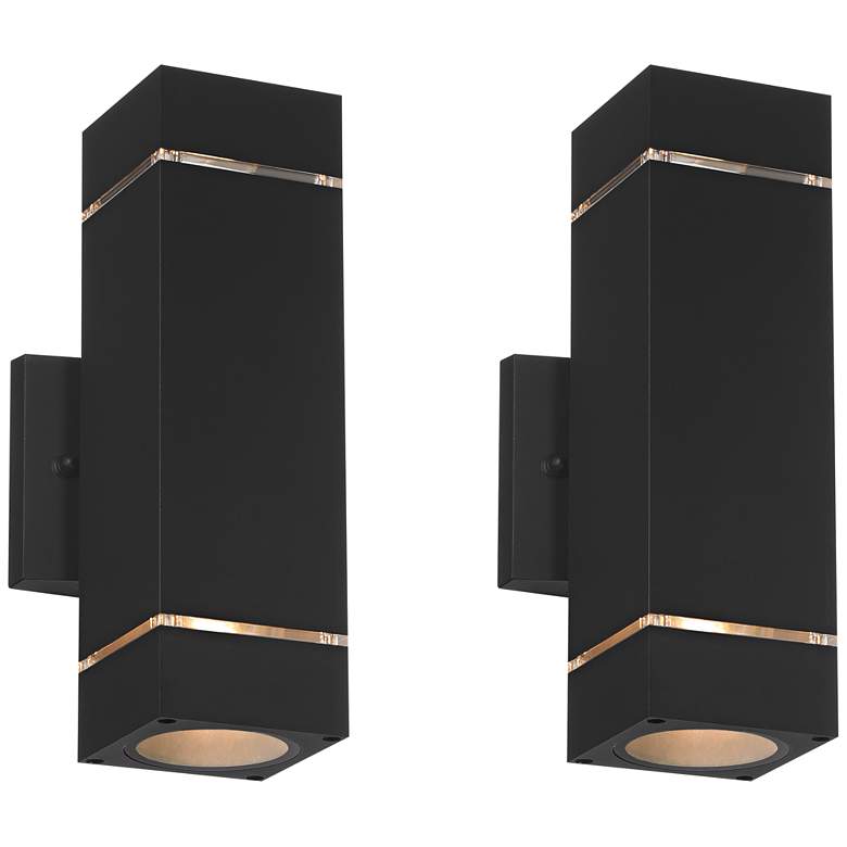 Image 3 Possini Euro Skyridge 11 3/4" Black UpDown Outdoor Wall Light Set of 2