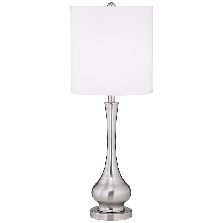 Image 3 Possini Euro Sleek Gourd 32 inch High Modern Brushed Nickel Table Lamp