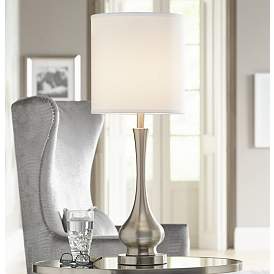 Image2 of Possini Euro Sleek Gourd 32" High Modern Brushed Nickel Table Lamp