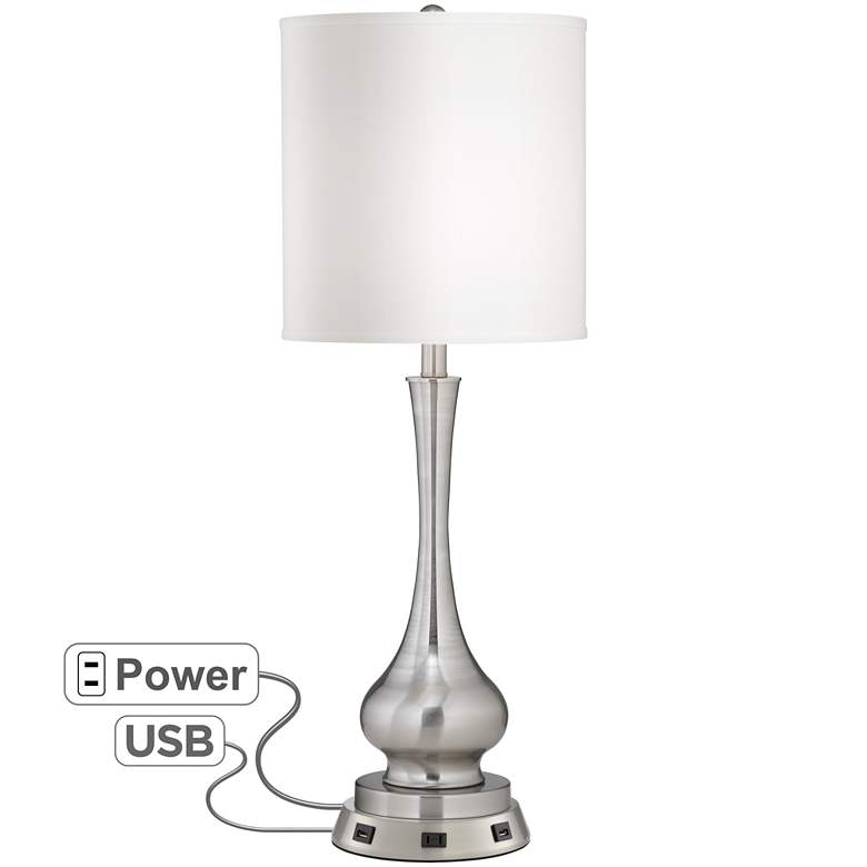 Image 2 Possini Euro Sleek Gourd 32 inch Table Lamp with USB Workstation Base