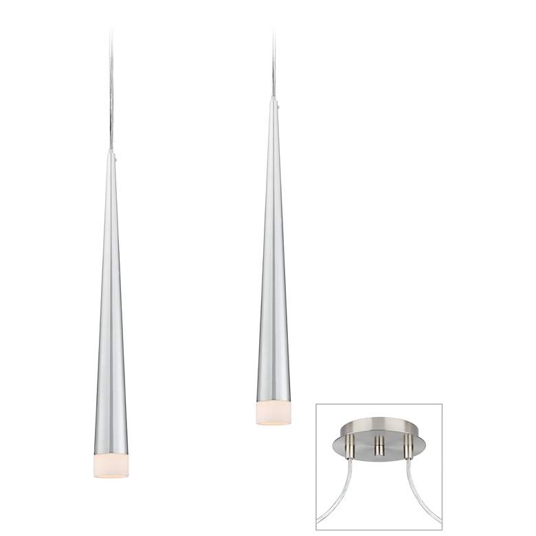 Image 1 Possini Euro Slim Cone Brushed Nickel 2-Light Multi Pendant