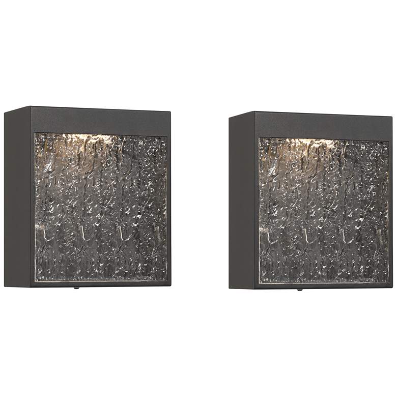 Image 2 Possini Euro Sofia 8 1/2"H Black and Glass LED Wall Sconce Set of 2