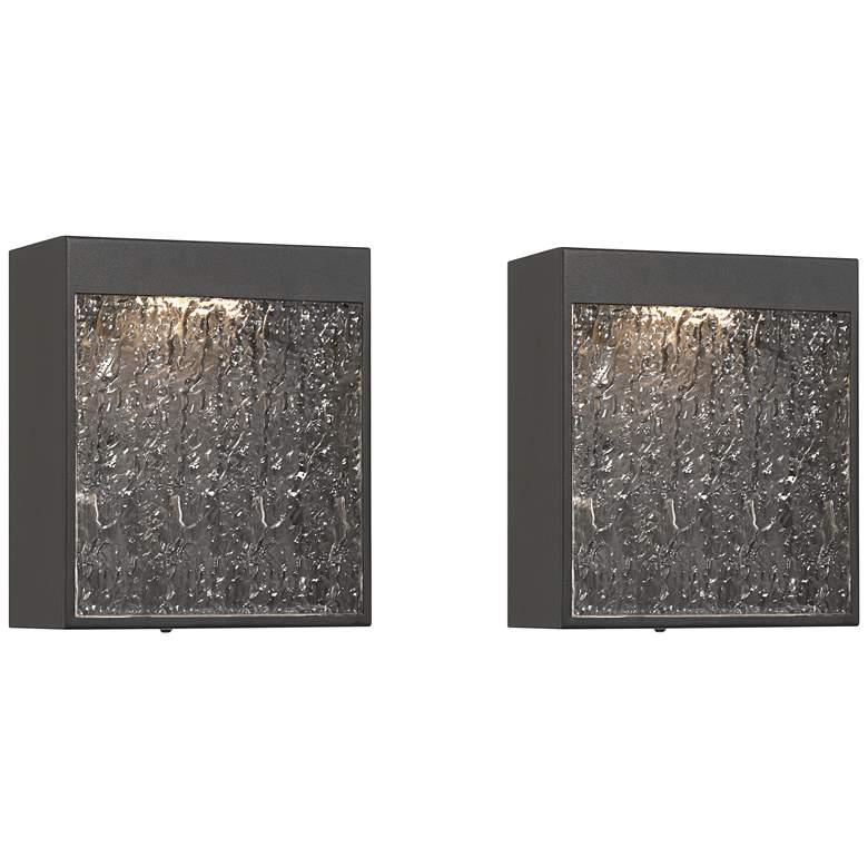 Image 1 Possini Euro Sofia 8 1/2"H Black Glass LED Outdoor Wall Light Set of 2