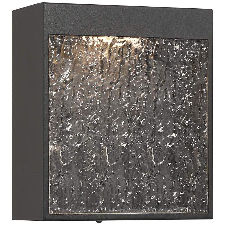 Image 1 Possini Euro Sofia 8 1/2"H Black Hammered Glass LED Outdoor Wall Light