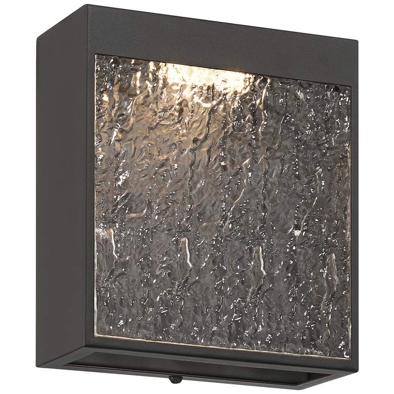 Image 4 Possini Euro Sofia 8 1/2"H Black Hammered Glass LED Outdoor Wall Light more views