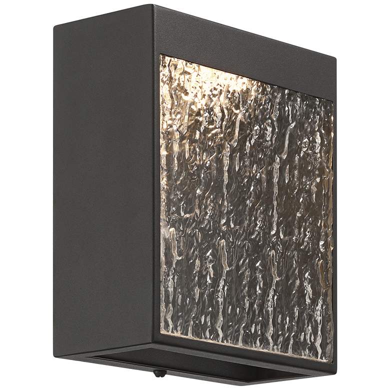 Image 5 Possini Euro Sofia 8 1/2"H Black Hammered Glass LED Outdoor Wall Light more views