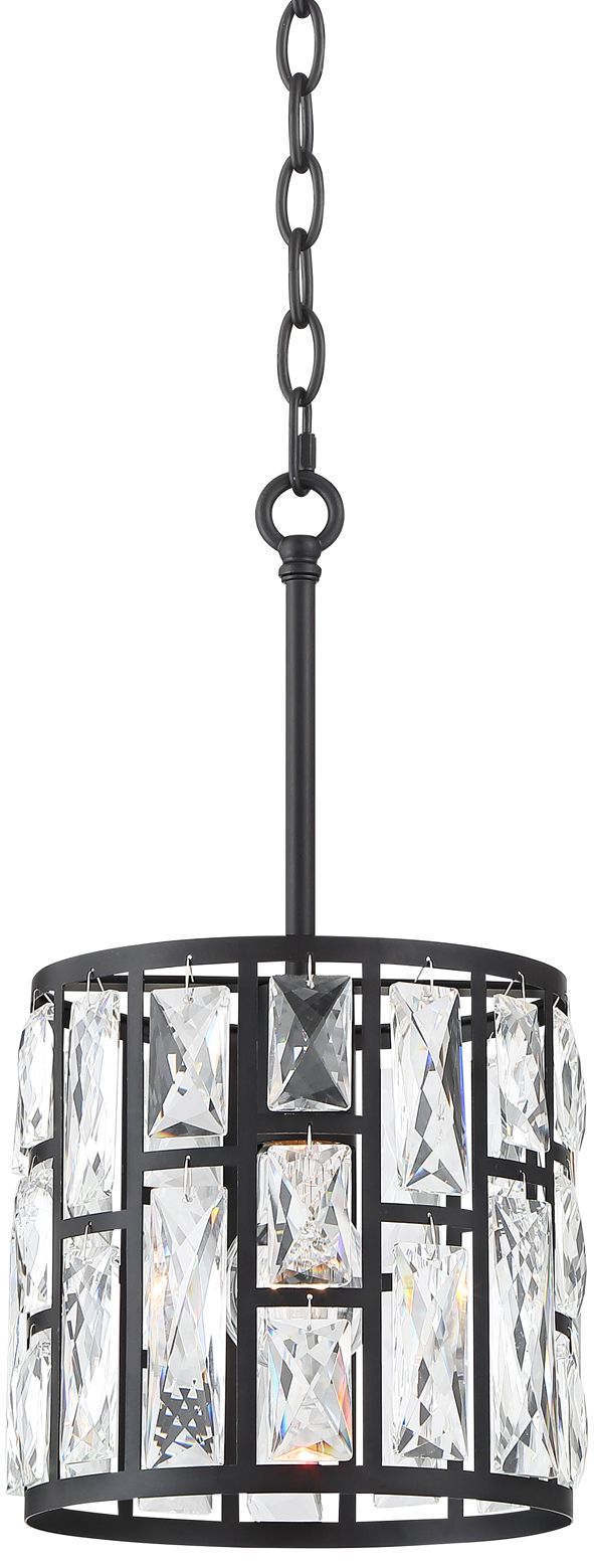 Possini Euro Sofie 8" Black and Crystal Mini Pendant Light