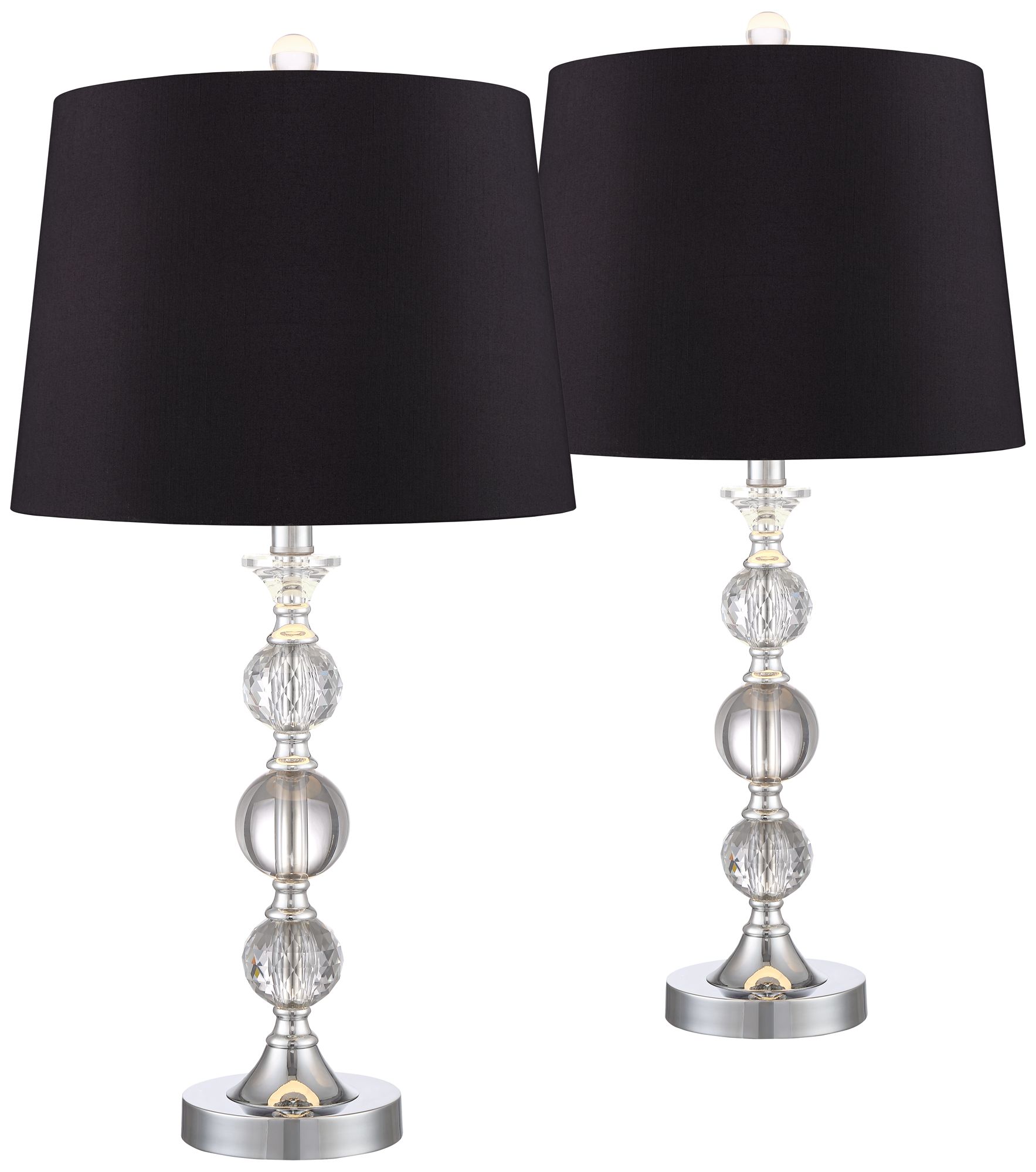 Possini Euro Solange 25" Black Shades and Crystal Table Lamps Set of 2