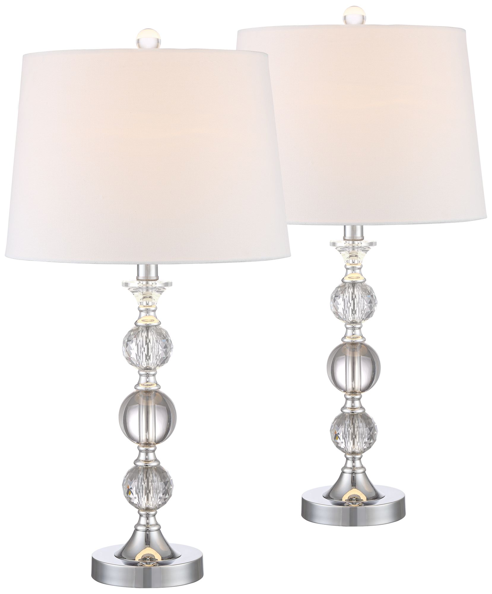 Image 3 Possini Euro Solange Silver and Stacked Crystal Table Lamps Set of 2