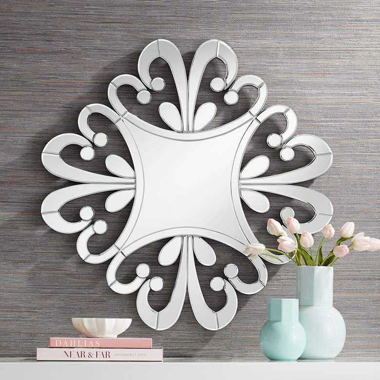 Image 1 Possini Euro Soleil 31 1/2" x 31 1/2" Starburst Cut Glass Mirror
