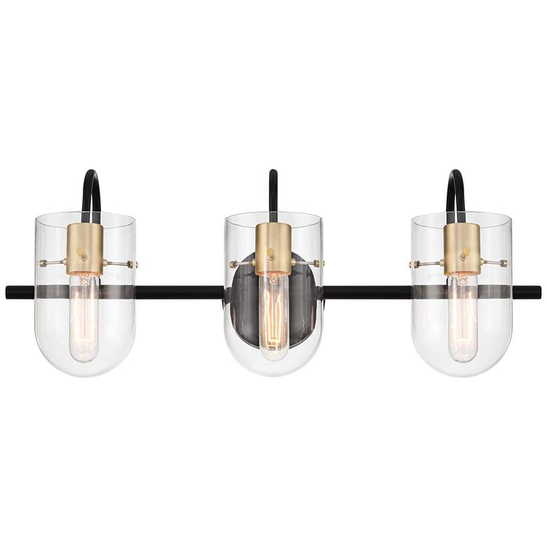 Image 5 Possini Euro Solomon 24 inch Wide Brass and Black 3-Light Bath Light more views