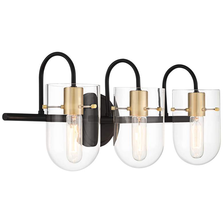 Image 6 Possini Euro Solomon 24 inch Wide Brass and Black 3-Light Bath Light more views