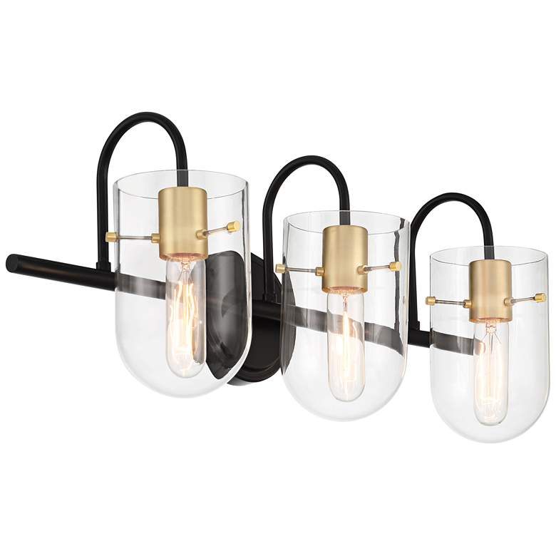 Image 7 Possini Euro Solomon 24" Wide Brass and Black 3-Light Bath Light more views