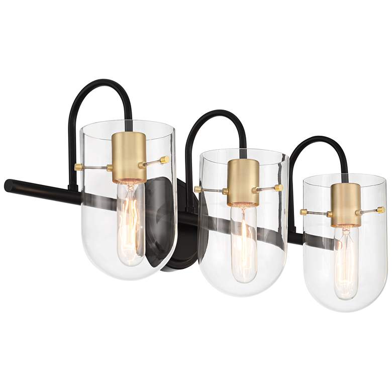 Image 7 Possini Euro Solomon 24 inch Wide Brass and Black 3-Light Bath Light more views