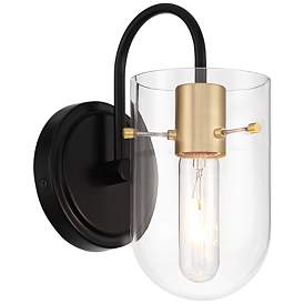Image2 of Possini Euro Solomon 9 1/2" High Brass and Black Wall Sconce