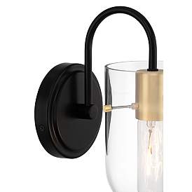 Image3 of Possini Euro Solomon 9 1/2" High Brass and Black Wall Sconce more views