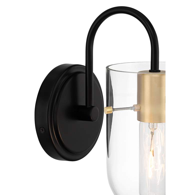 Image 3 Possini Euro Solomon 9 1/2" High Brass and Black Wall Sconce more views